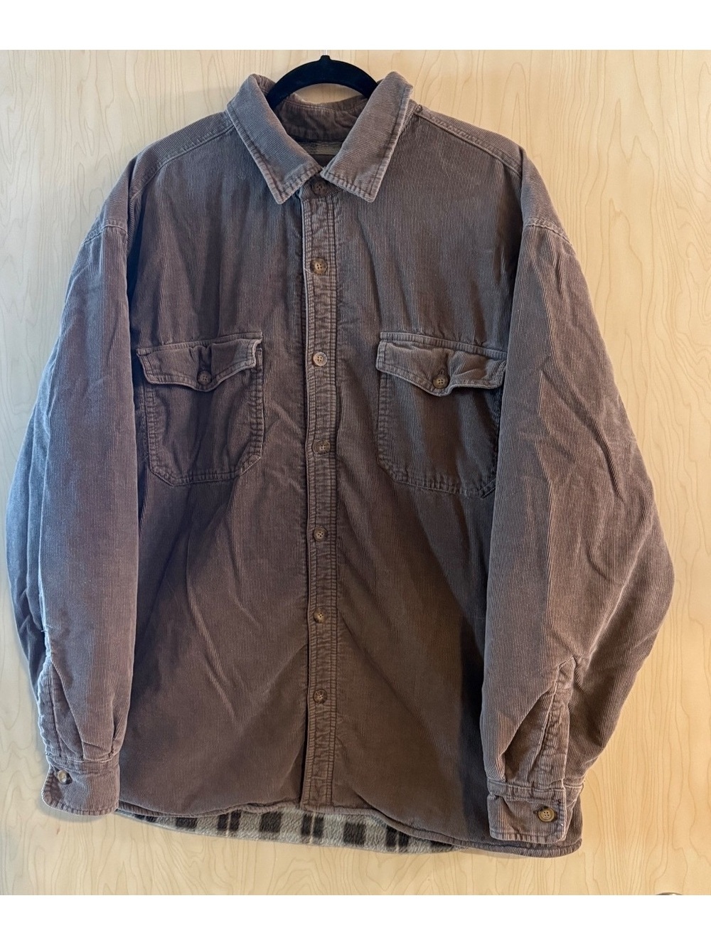 vintage Levi's brown corduroy button-up shirt jacket fleece lined size XL